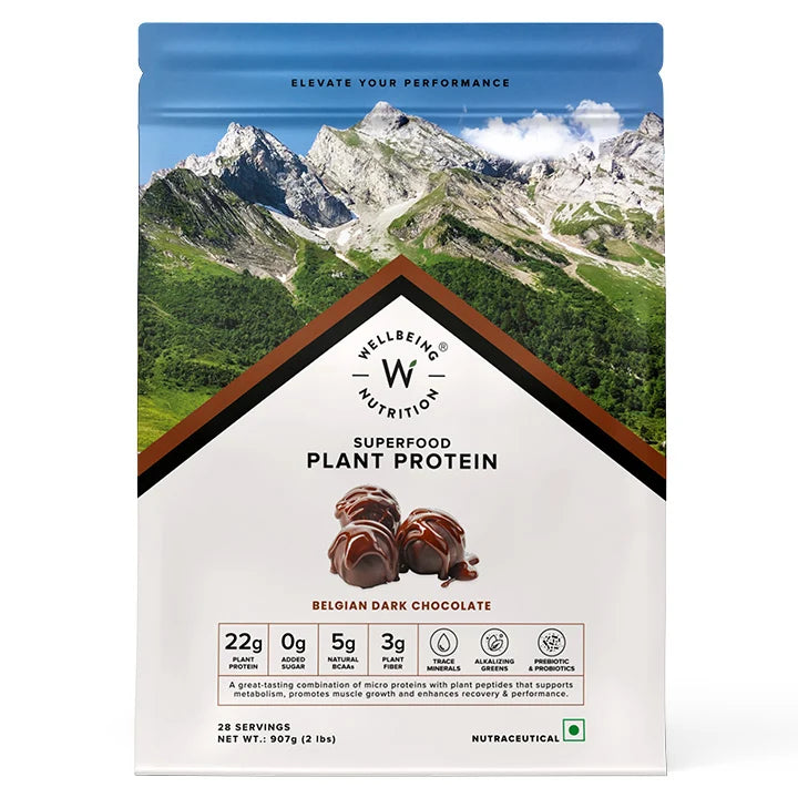 Wellbeing Nutrition Plant Protein 907 Gm Belgian Dark Chocolate - front
