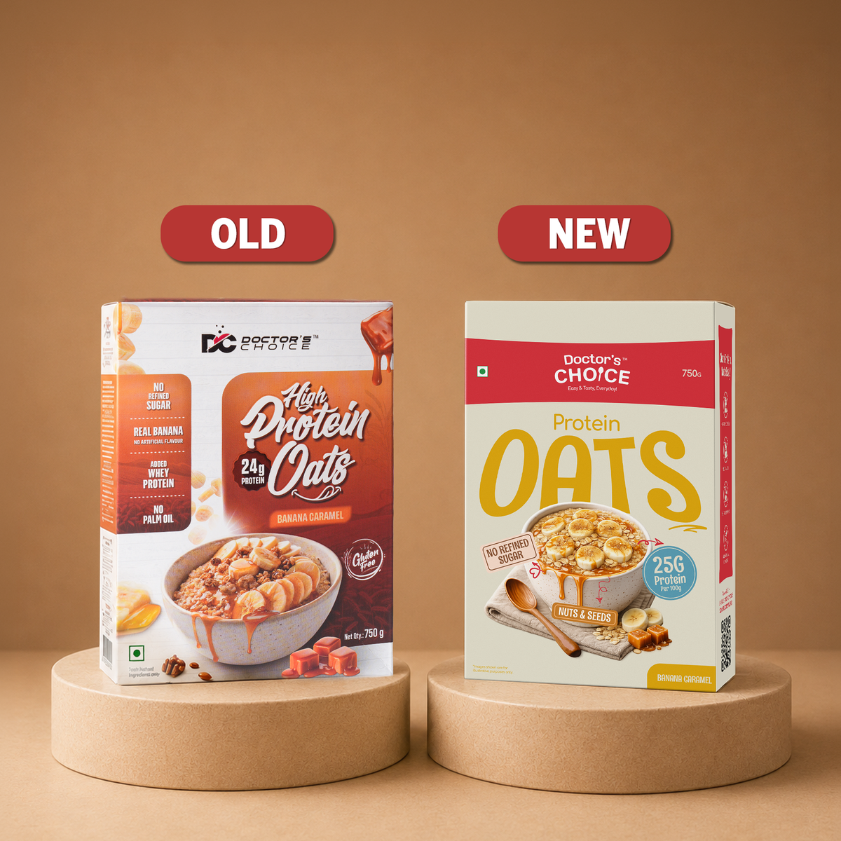 Doctor`s Choice Protein Oats 750 Gm Banana Caramel