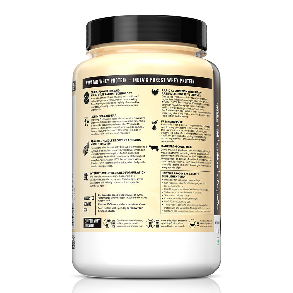 Avvatar 100% Performance Whey 1 Kg Cold Coffee - Back