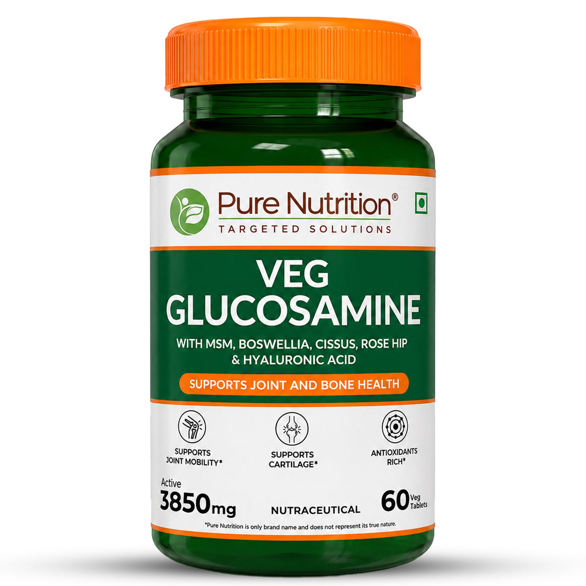 PURE NUTRITION VEG GLUCOSAMINE & MSM 3850 MG 60 TABLETS