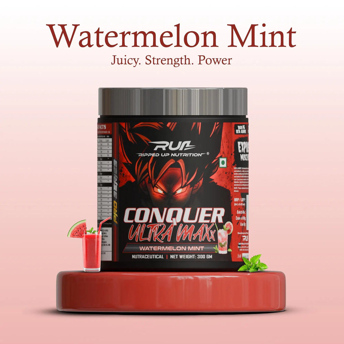 RIPPED UP NUTRITION PRE-WORKOUT ULTRA MAXX CONQUER 300 GM WATERMELON MINT