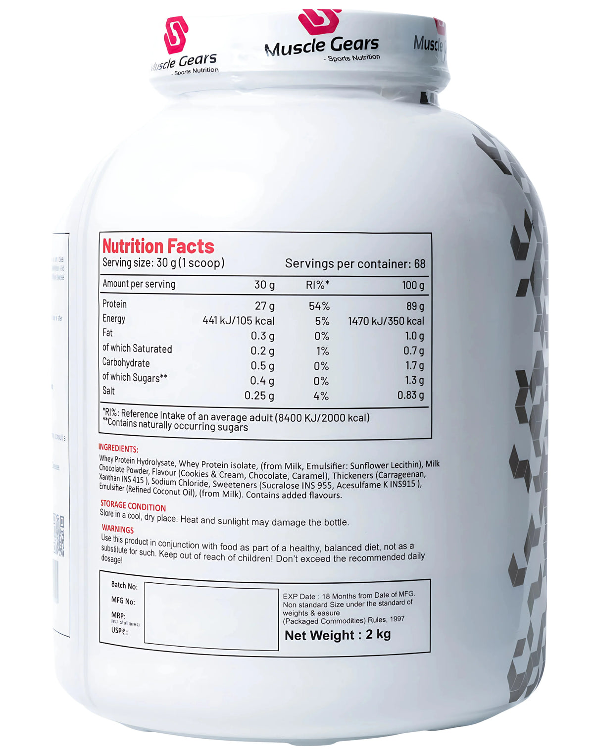 Muscle Gears Iso Whey Protein 2 Kg Belgian Chocolate