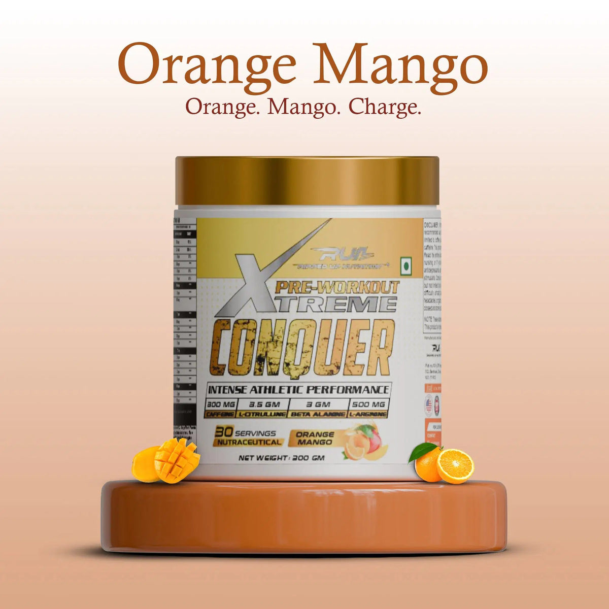 RIPPED UP NUTRITION PRE-WORKOUT XTREME CONQUER 300 GM ORANGE MANGO