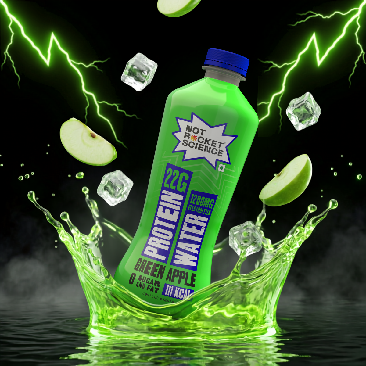NOT ROCKET SCIENCE PROTEIN WATER 500 ML GREEN APPLE
