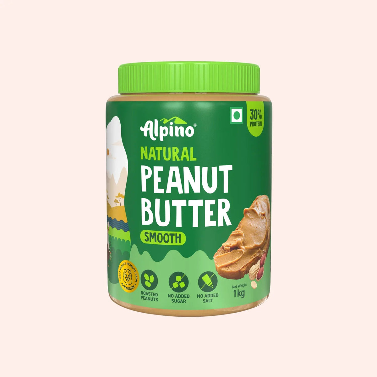ALPINO NATURAL PEANUT BUTTER 1 KG SMOOTH