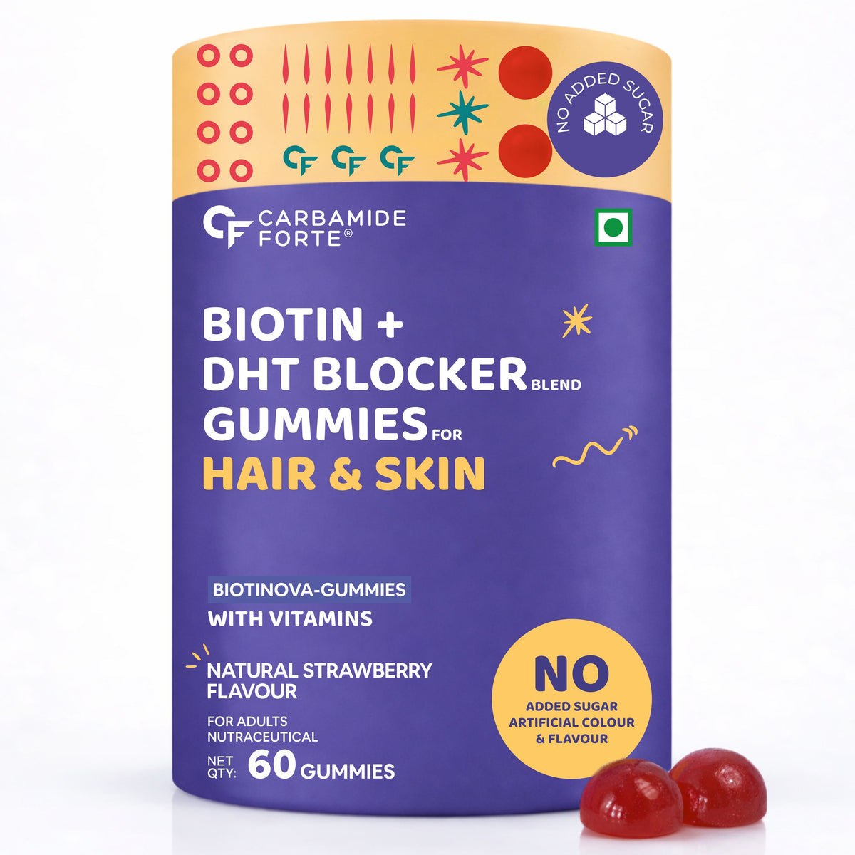CARBAMIDE FORTE BIOTIN DHT BLOCKER BLEND GUMMIES FOR HAIR & SKIN STRAWBERRY 60 GUMMIES