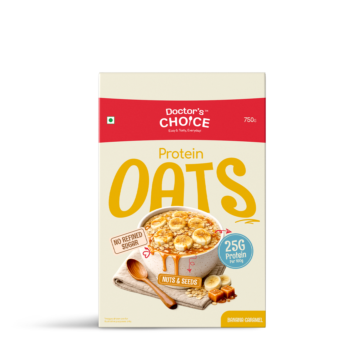 Doctor`s Choice Protein Oats 750 Gm Banana Caramel - front