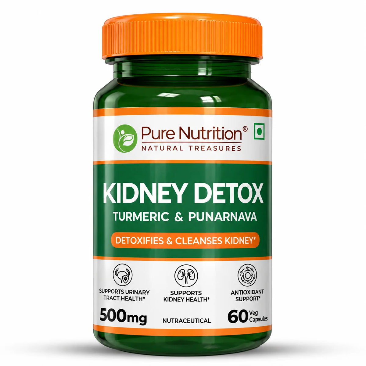 Pure Nutrition Kidney Detox Turmeric & Vitamin C 500 Mg 60 Veg Capsules