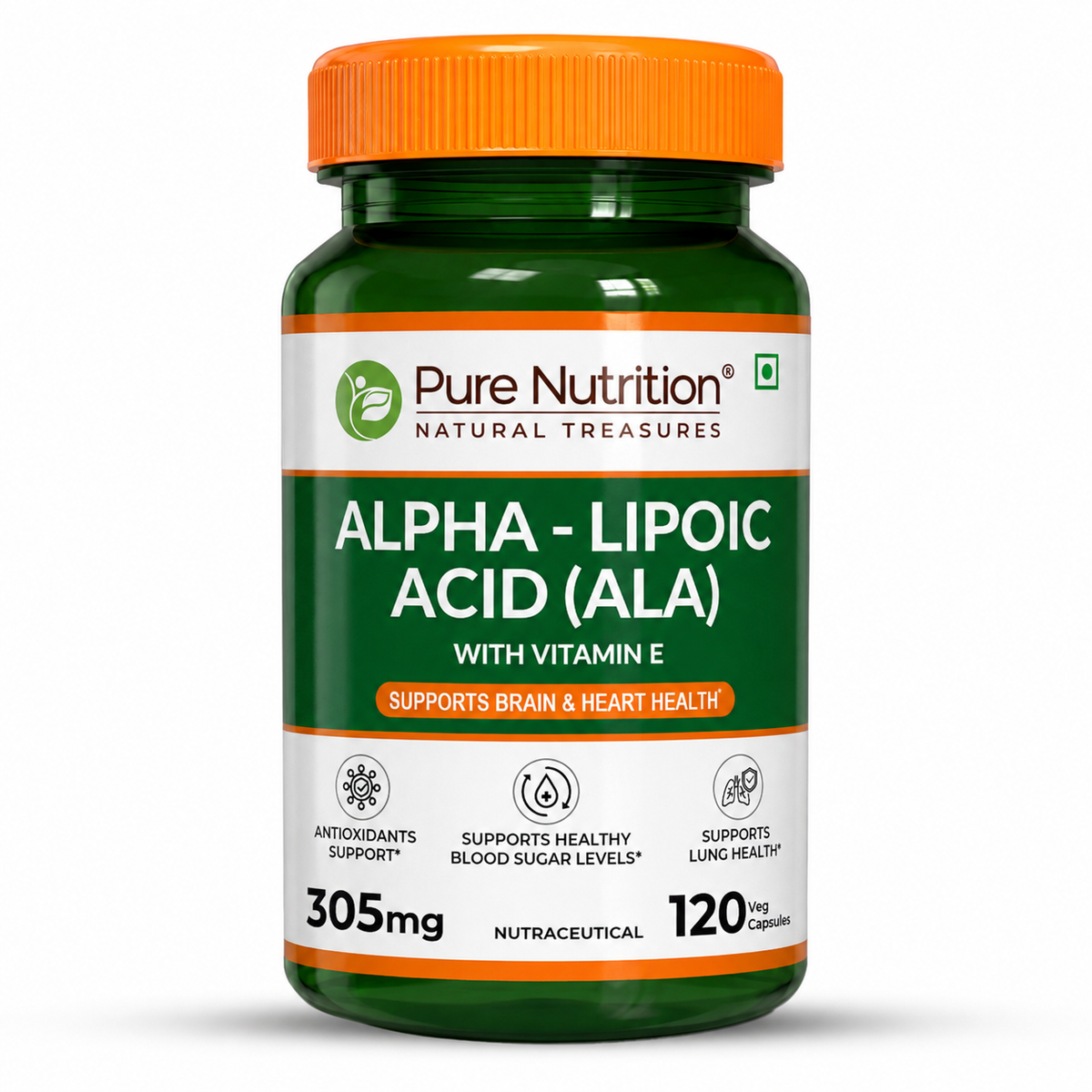 PURE NUTRITION ALPHA-LIPOIC ACID 305 MG 120 VEG CAPSULES