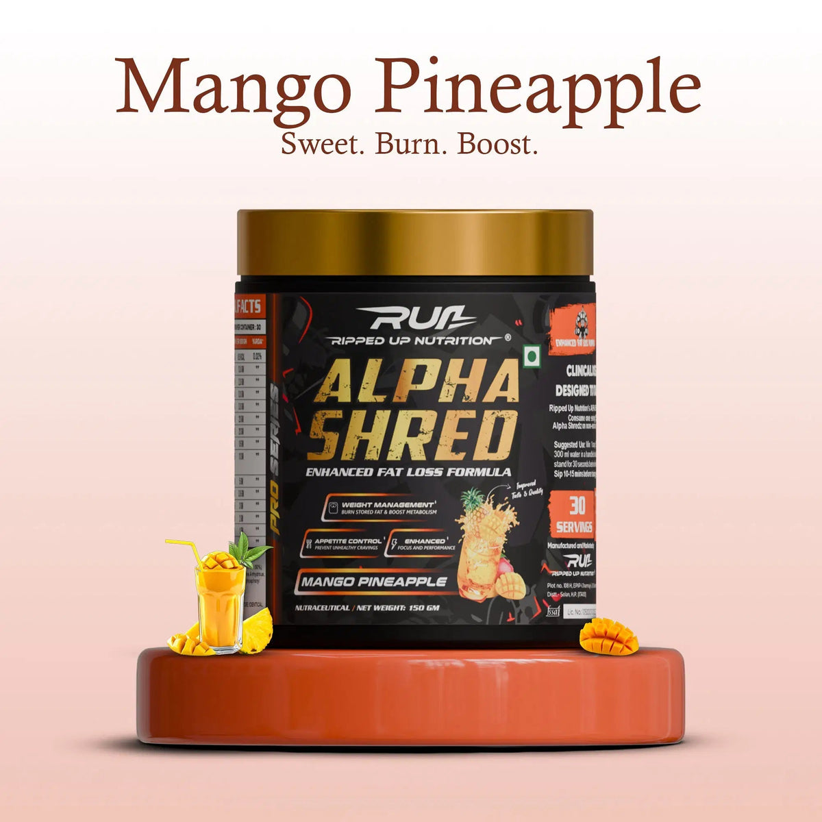 RIPPED UP NUTRITION ALPHA SHRED 150 GM MANGO PINEAPPLE