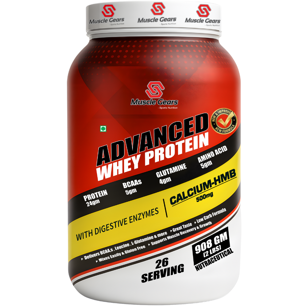MUSCLE GEARS ADVANCED WHEY 908 GM HAZELNUT CHOCOLATE