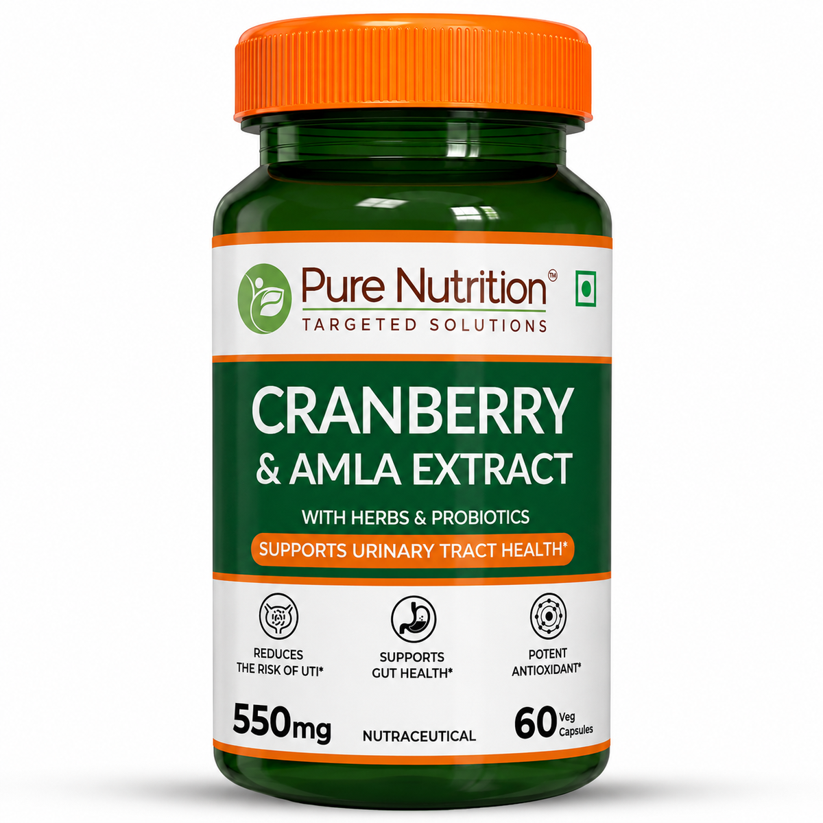 PURE NUTRITION CRANBERRY & AMLA EXTRACT 550 MG 60 VEG CAPSULES