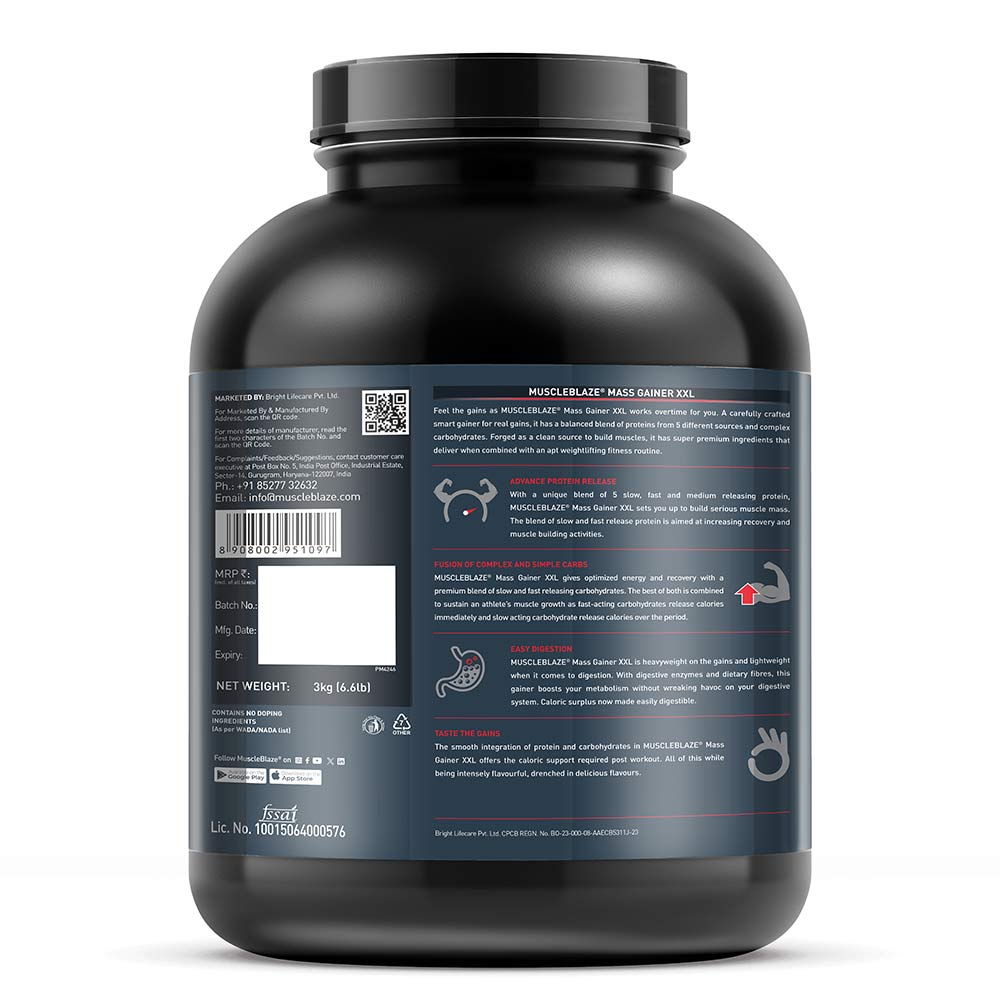 MUSCLEBLAZE MASS GAINER XXL 3 KG CHOCOLATE