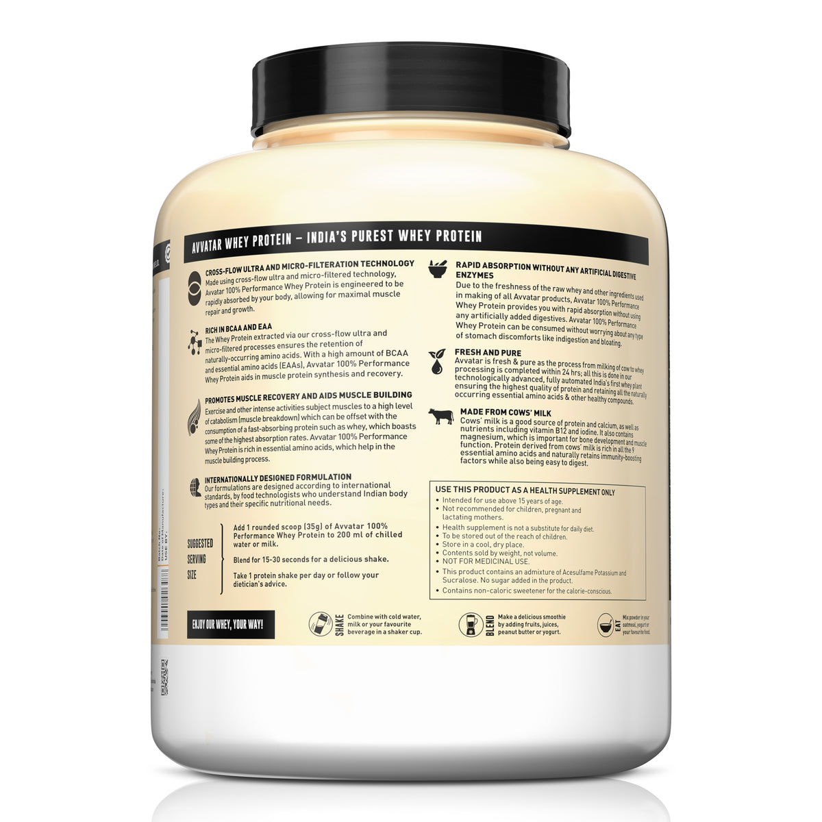 Avvatar 100% Performance Whey 2 Kg Cold Coffee - Back