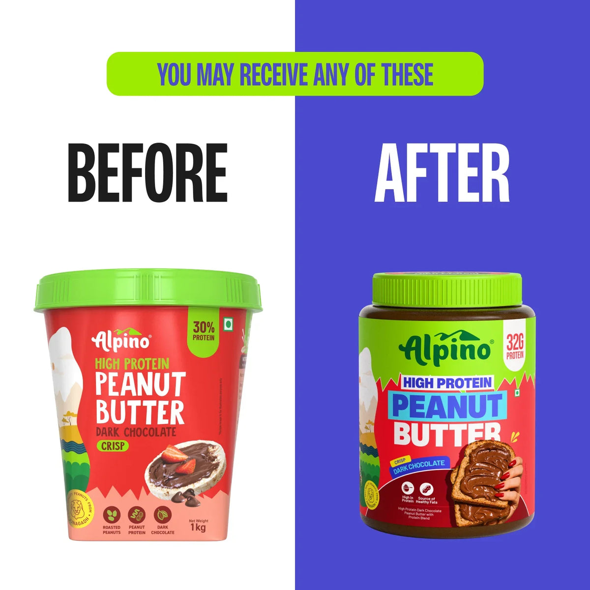 Alpino High Protein Peanut Butter 1 Kg Dark Chocolate Crisp