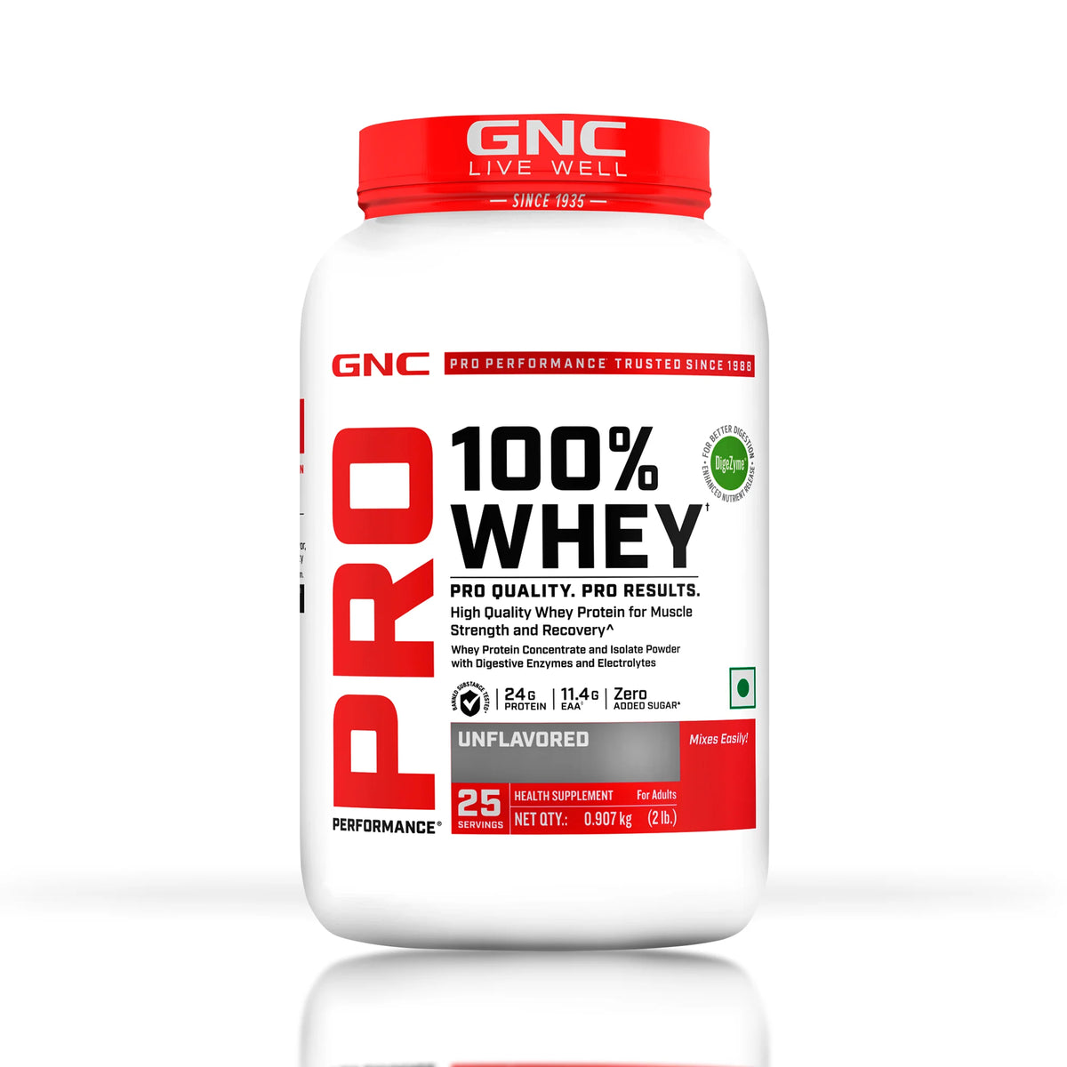 GNC Pro Performance 100% Whey 907 gm Unflavoured - front