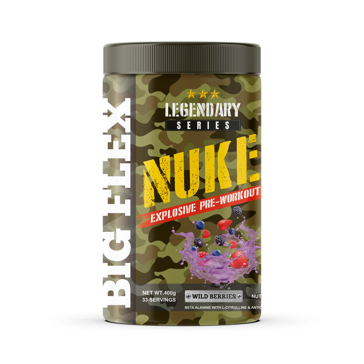 Big Flex Legendary Series Nuke Explosuve Pre-Workout 400 Gm Wild Berries - front