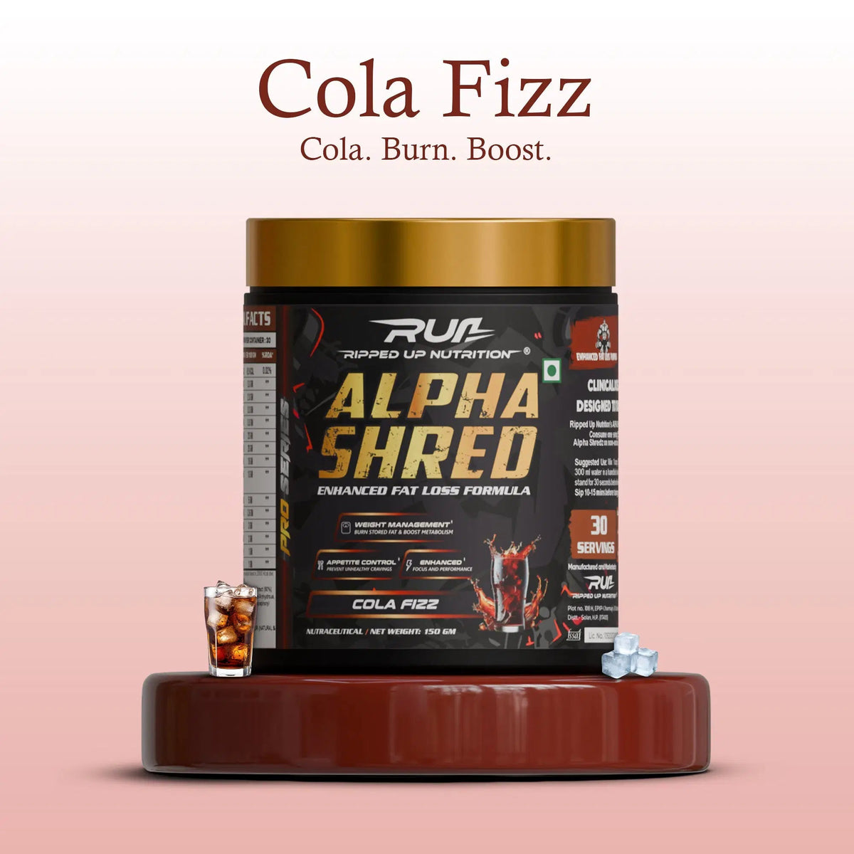 RIPPED UP NUTRITION ALPHA SHRED 150 GM COLA FIZZ