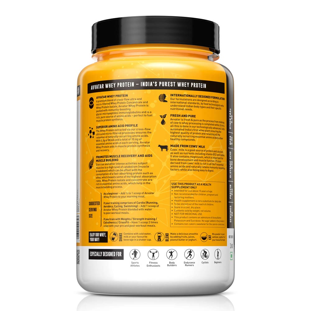 Avvatar Whey Protein 1 Kg Belgian Chocolate - Back