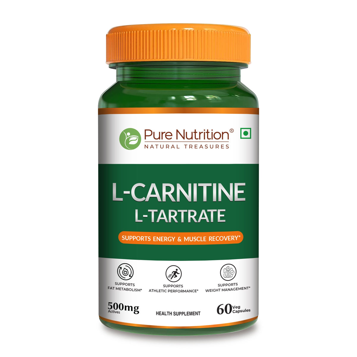 PURE NUTRITION L-CARNITNE L-TARTRATE 500 MG 60 VEG CAPSULES
