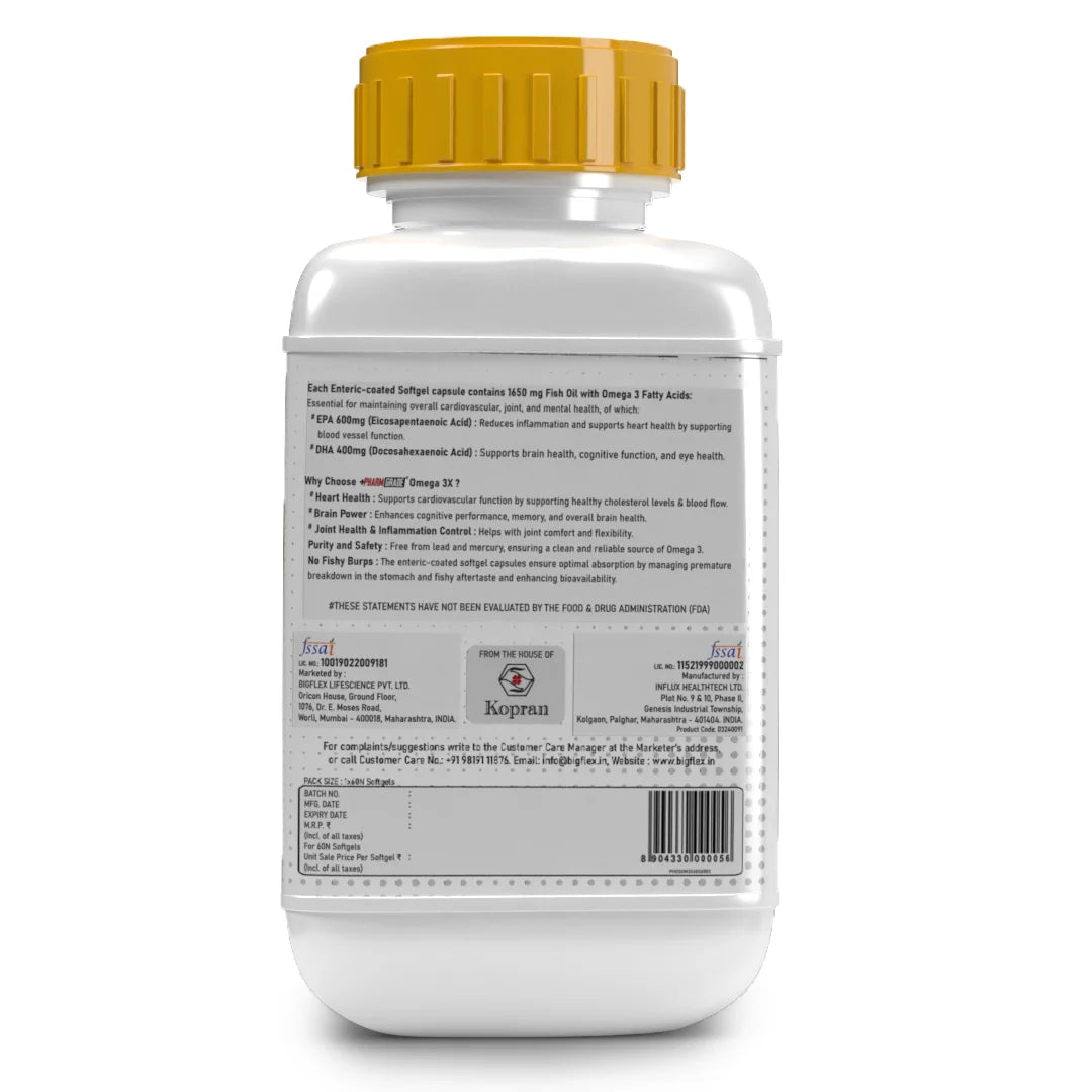 Pharmgrade Omega 3x Fish Oil 1650 Mg 60 Capsules