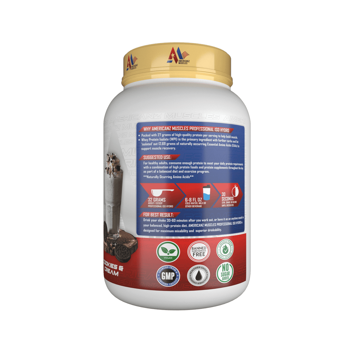 Americanz Muscles Professional Iso Hydro 900 Gm Cookies & Cream
