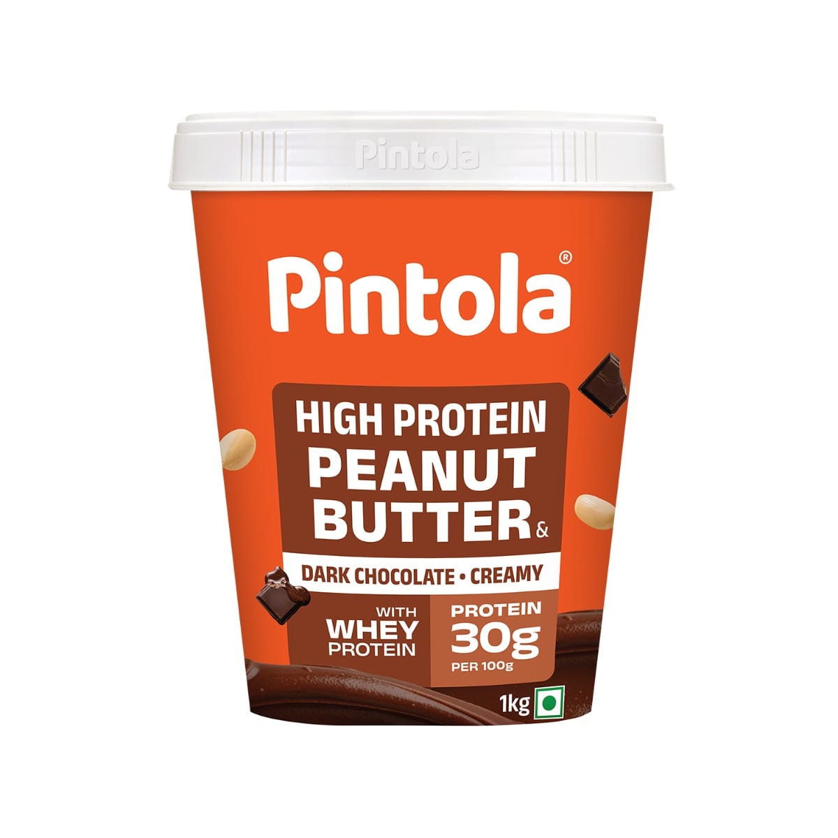 Pintola High Protein Peanut Butter 1 Kg Dark Chocolate Creamy - front