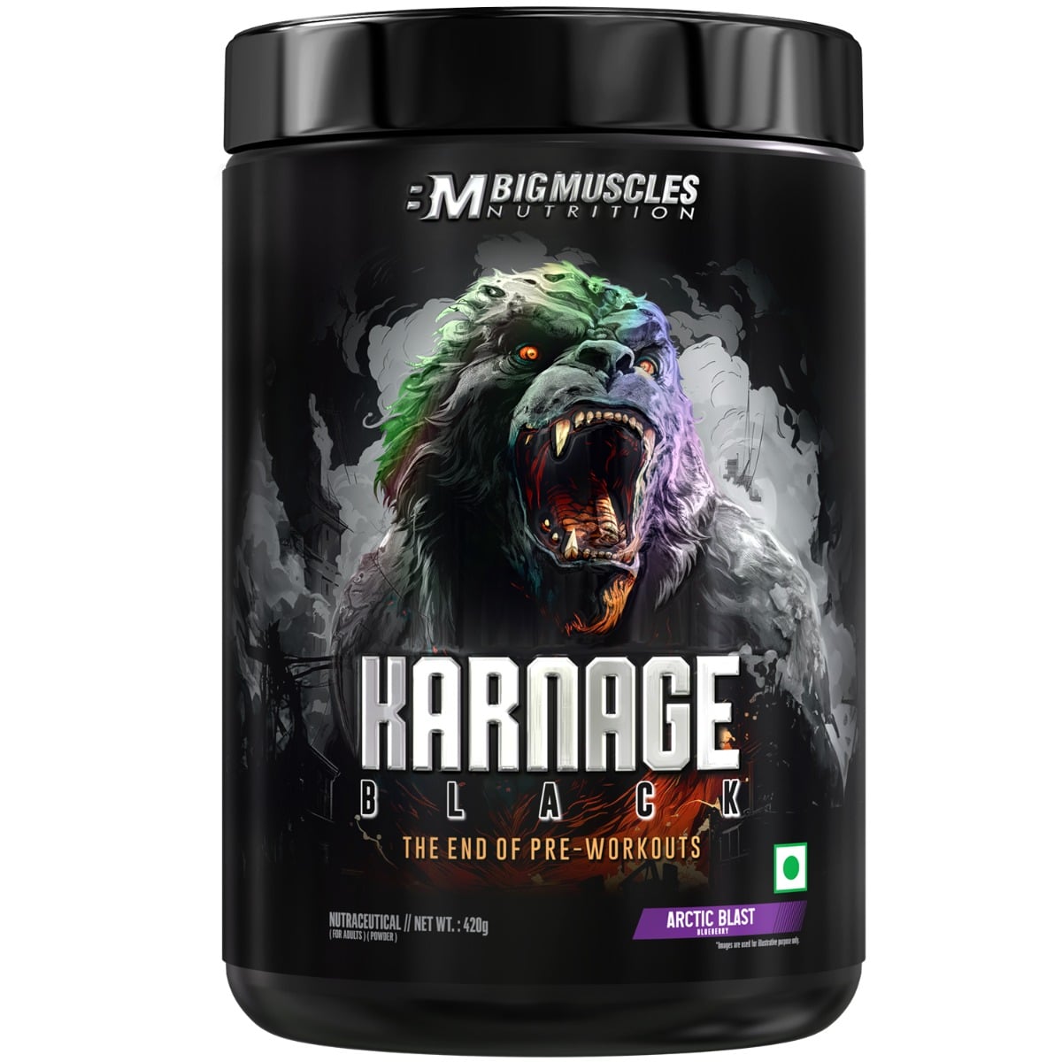 Bigmuscles Karnage Black The End Of Pre-Workouts 420 Gm Arctic Blast - front