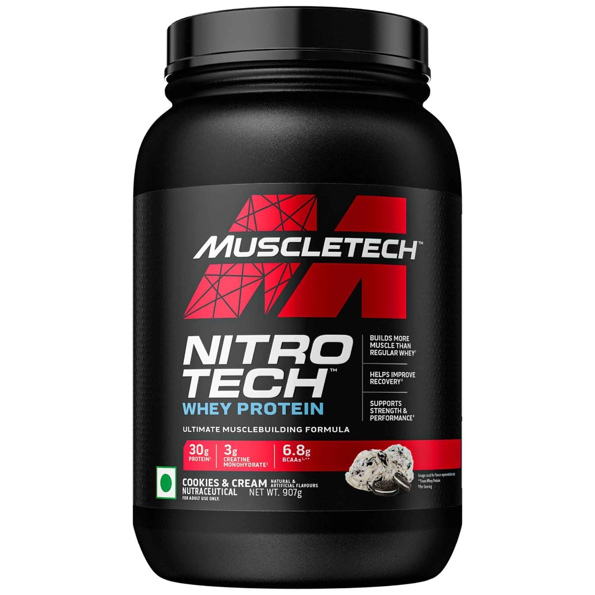 Muscletech Nitrotech Whey 907 Gm Cookies & Cream - front