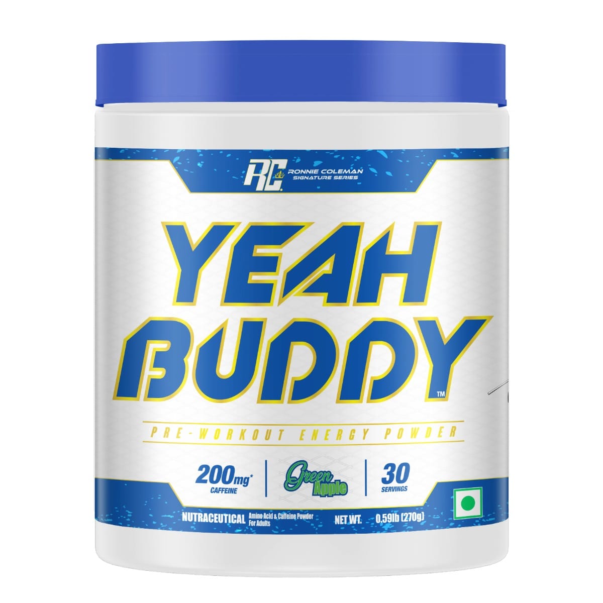 Ronnie Coleman Yeah Buddy Pre-Workout 270 Gm Green Apple - front