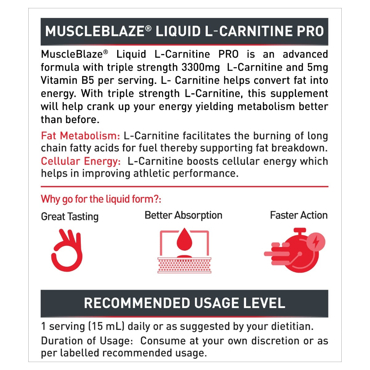 Muscleblaze L-Carnitine Pro 3300 Mg 450 Ml Tangy Orange