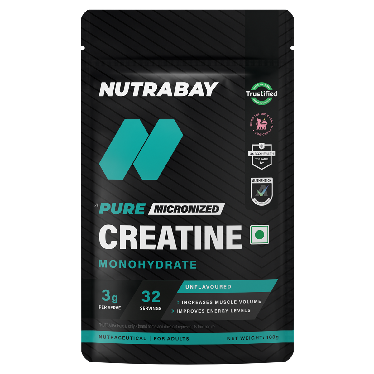 NUTRABAY PURE CREATINE MONOHYDRATE MICRONIZED 100 GM UNFLAVOURED