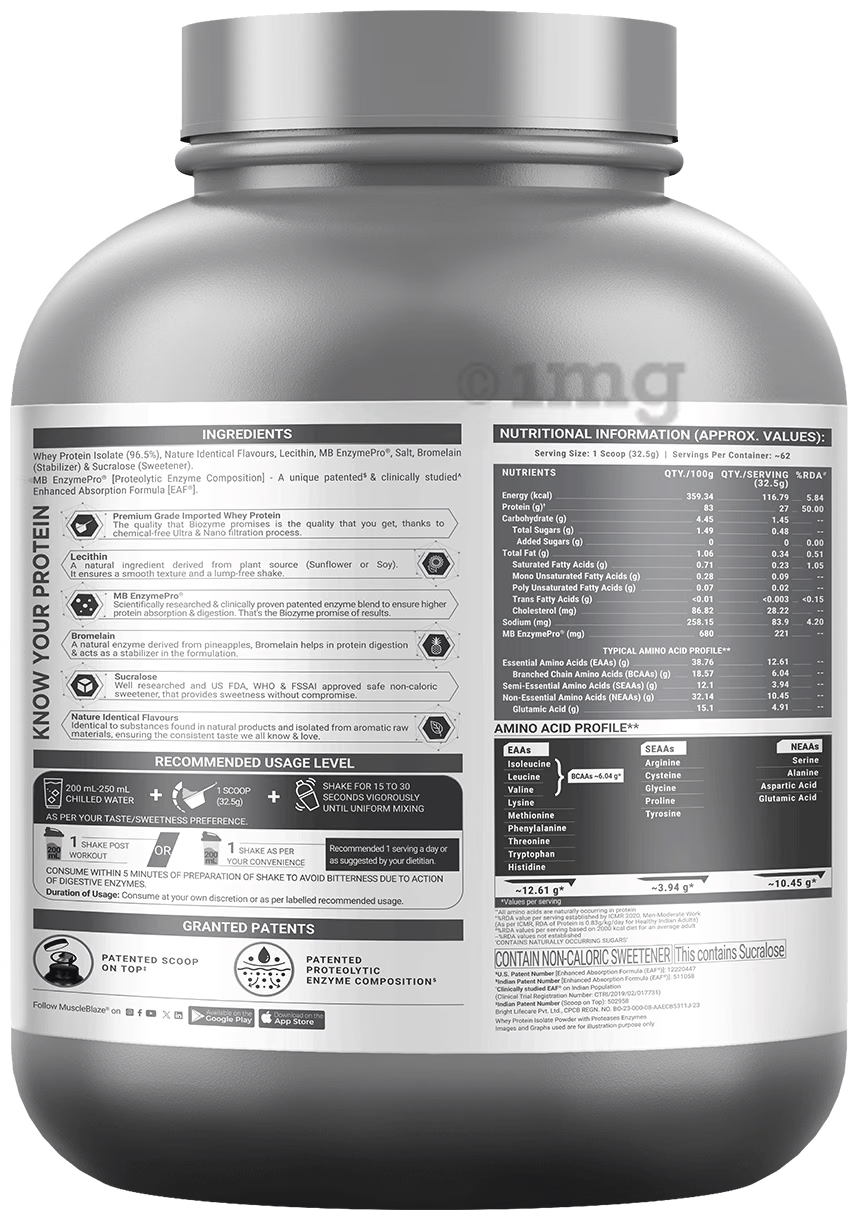 MUSCLEBLAZE BIOZYME ISO ZERO LOW CARB 2 KG COOKIES & CREAM