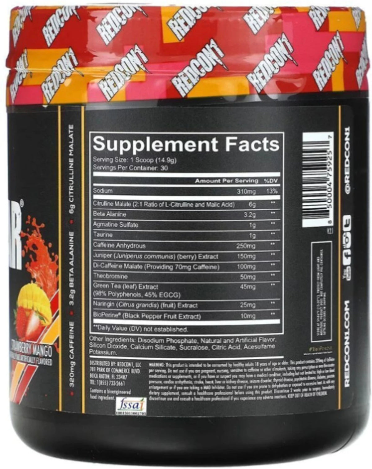 REDCON1 TOTAL WAR PRE-WORKOUT 435 GM BLUE RASPBERRY