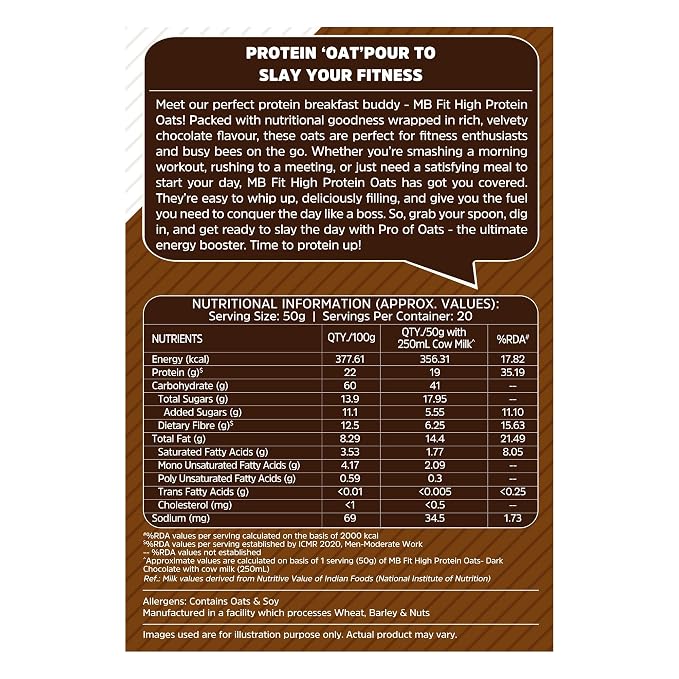 MUSCLEBLAZE HIGH PROTEIN OATS 1 KG DARK CHOCOLATE
