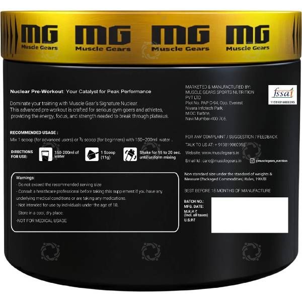 MUSCLE GEARS NUCLEAR PRE-WORKOUT 330 GM BLUE LAGOON