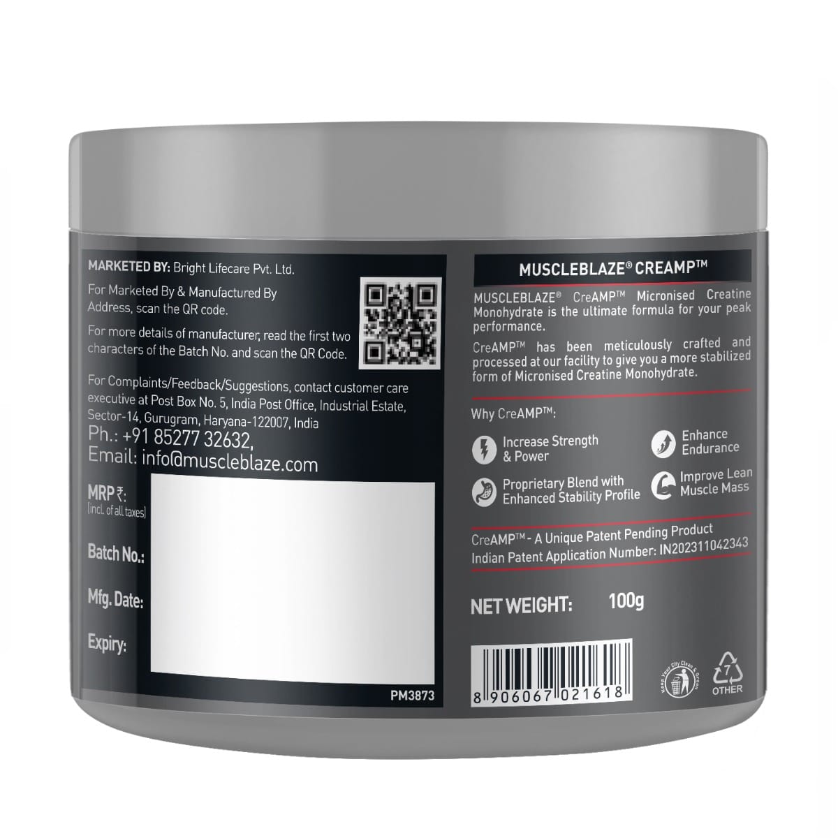 Muscleblaze Creamp Creatine 100 Gm Unflavoured