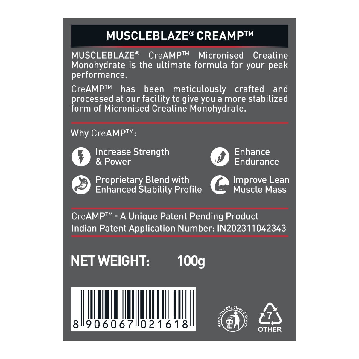 Muscleblaze Creamp Creatine 100 Gm Unflavoured