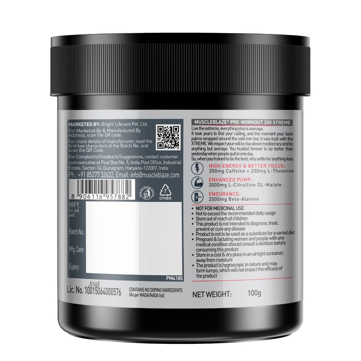 Muscleblaze Pre-Workout 200 Xtreme 100 Gm Fruit Punch