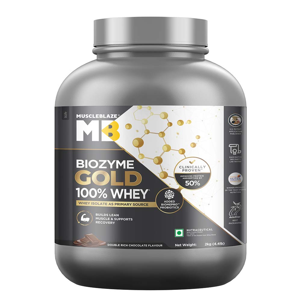 Muscleblaze Biozyme Gold 100% Whey 2 Kg Double Rich Chocolate - Front