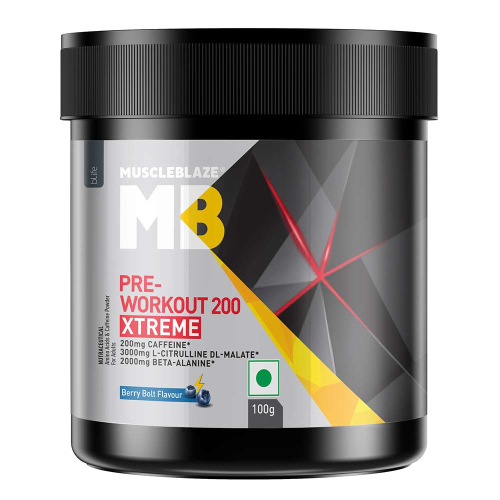 Muscleblaze Pre-Workout 200 Xtreme 100 Gm Berry Bolt - Front