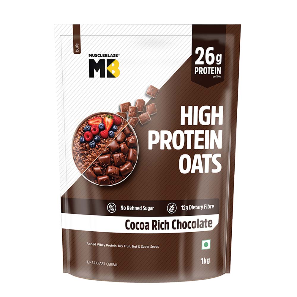 Muscleblaze High Protein Oats 1 Kg Cocoa Rich Chocolate - Front
