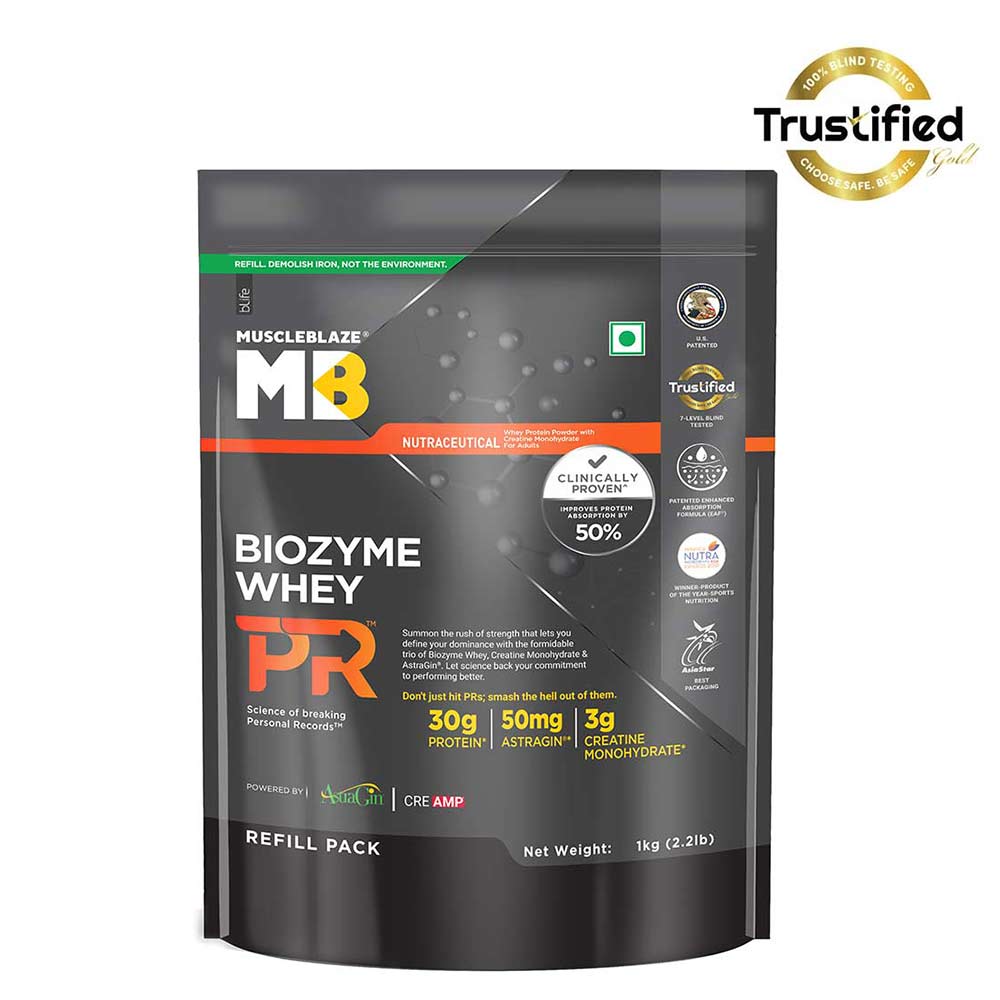 Muscleblaze Biozyme Performance Whey Pr 1 Kg Molten Chocolate Cake - Front