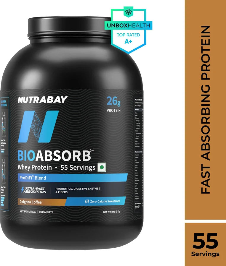 NUTRABAY BIOABSORB WHEY PROTEIN 500 GM DALGONA COFFEE