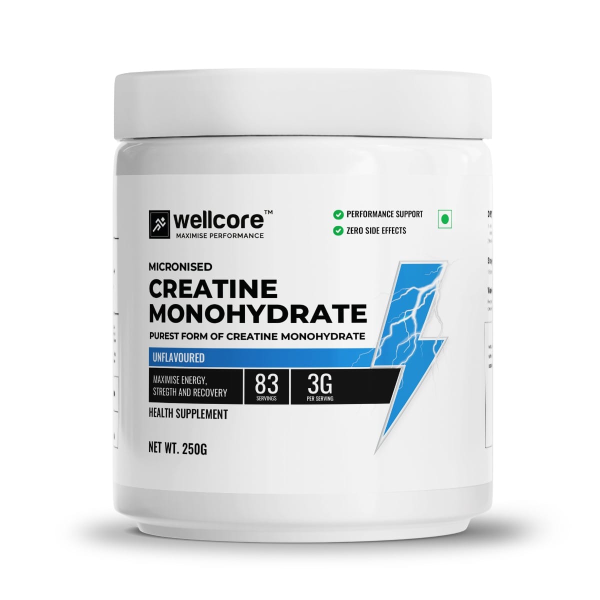 Wellcore Creatine Monohydrate 250 Gm Unflavoured - front