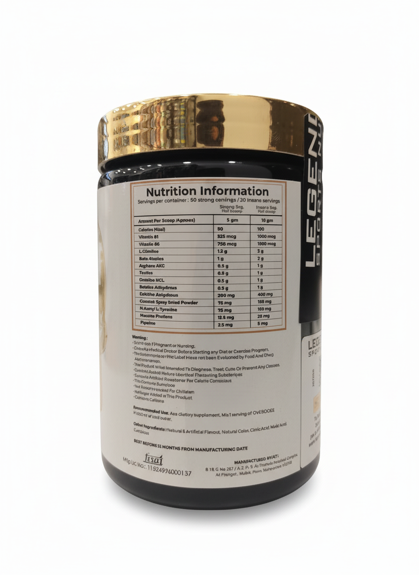 Legendary Sports Nutrition Overdose Pre-Workout 300 Gm Tropical Margarita - back