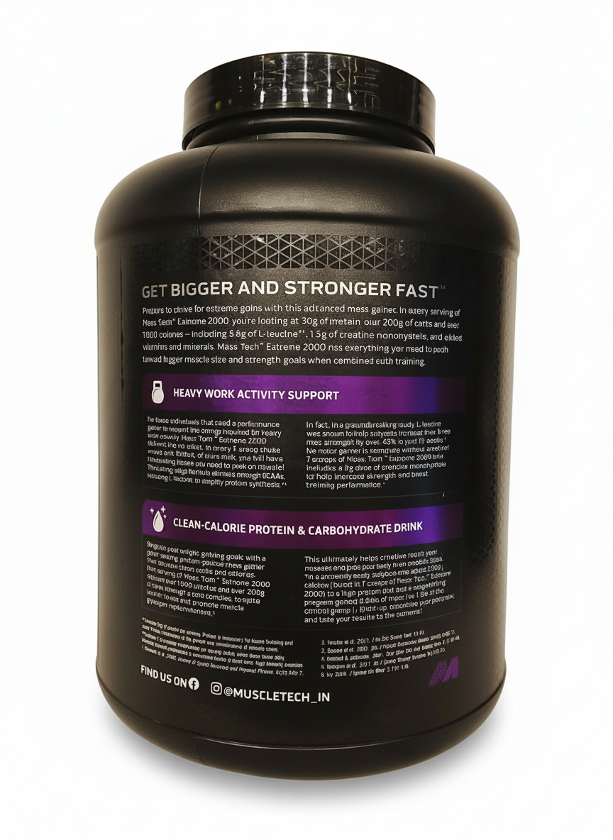 Muscletech Mass Tech Extreme 2000 3 Kg Triple Chocolate Brownie - side