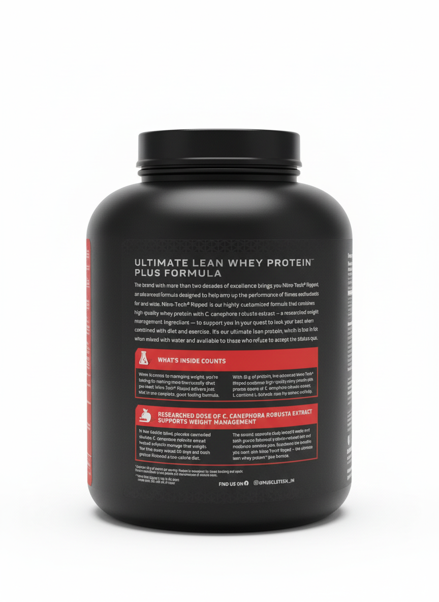 Muscletech Nitrotech Ripped 1.72 Kg Chocolate Fudge Brownie - side