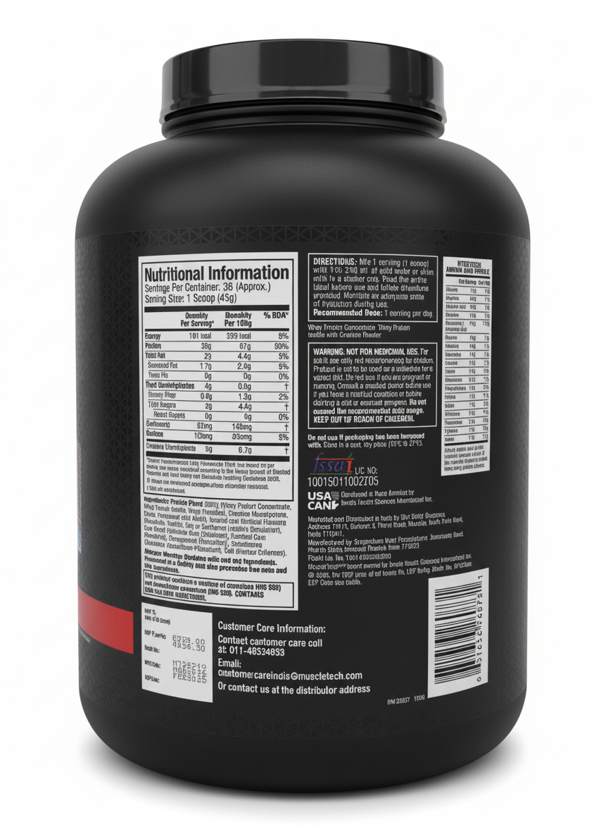 Muscletech Nitrotech Whey Protein 1.72 Kg Milk Chocolate - back