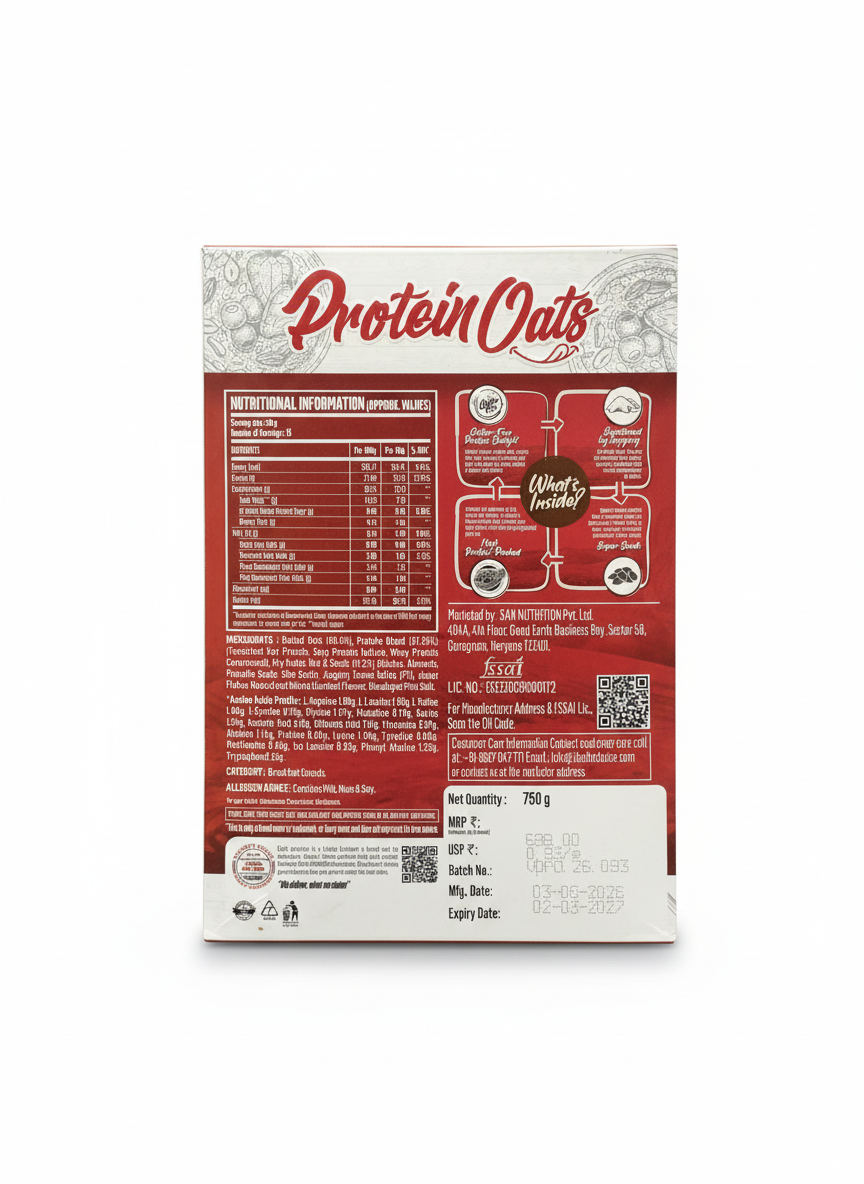 Doctor`S Choice Protein Oats 750 Gm Dark Choco Berry - back